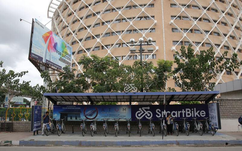 Atum solar roof at HITEC City Cyber Towers bus stop — Hyderabad