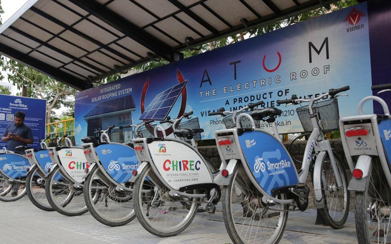 Cyber Towers HITEC City bus stop Atum solar roof